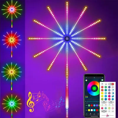 Smart LED Firework Lights RGB Color Changing APP Remote Strips Lamp Music Xmas • £18.83