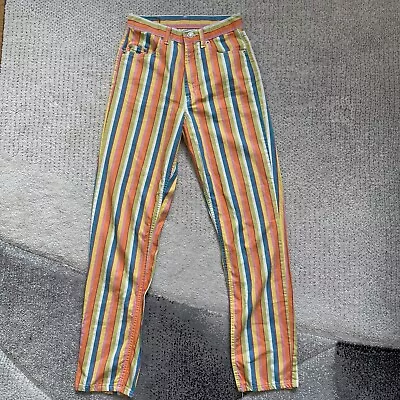 Vintage Benetton Candy Striped Pants 26x29 Rainbow Colorful 90s • $30