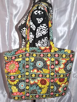 Vera Bradley Tic Tac Tote FLOWER SHOWER Large Bag Full Zipper Shopper Travel • $39.99