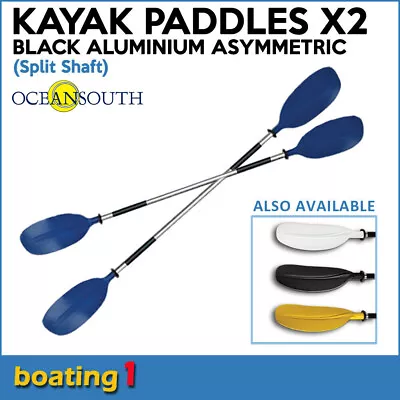 2 X Premium 2.17m Blue Aluminium Asymmetric Kayak Paddles Canoe (Split Shaft) • $45