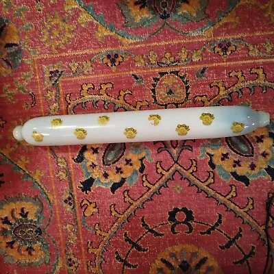 Large 19th Century Yellow Floral Decoration Nailsea Opalescent Glass Rolling Pin • £64.99