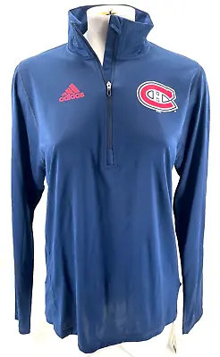 NEW Montreal Canadiens Hockey NHL Adidas Navy Blue 1/4 Zip LS Shirt Women's S • $29.74