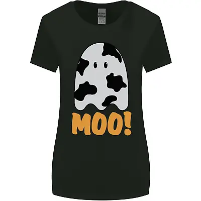 Moo Funny Cow Ghost Halloween Spooky Womens Wider Cut T-Shirt • £8.49