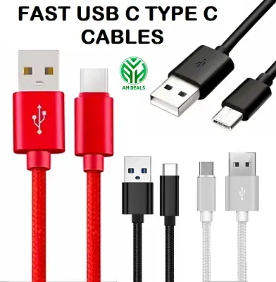 Braided Quick Super Fast Charge USB C TYPE C Data Sync Phone Charger Cable Leads • £3.42