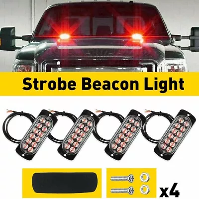 4pcs Red Car Truck Dash Strobe Flash Daytime Light Warning Lamp Bar Foglights • $16.14