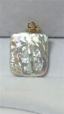 HUGE AAAAA 15X20mm Natural Akoya White Baroque Pearl Pendant 14k Yellow Gold • $24.99
