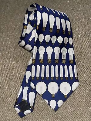 LIGHT BULB Tie - Thomas Edison - Science Guy - Josh Bach Tie EUC Pure Silk • $19.99