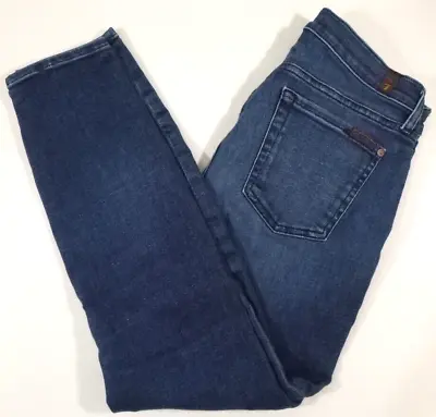 7 For All Mankind-Womens Ankle Gwenevere Denim Jeans 28x27 Mid Rise Stretch • $16.19