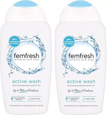 £8.99 • Buy 2 X 250 Ml Femfresh Ultimate Care Active Vaginal Wash Intimate Feminine Hygiene
