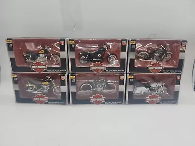 Vtg Maisto Harley Davidson 1:18 Scale Complete Series 7  Motorcycles Lot Of 6 • $44.10