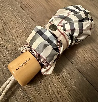 Burberry Folding Micro Compact Mini Umbrella Nova Check Beige Unisex - NICE! • $59.99