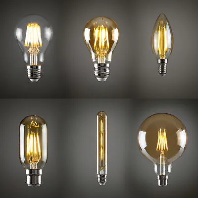 4W/6W Vintage Industrial Filament LED E27 Light Bulb Lamp Squirrel Cage Edison • £6.99