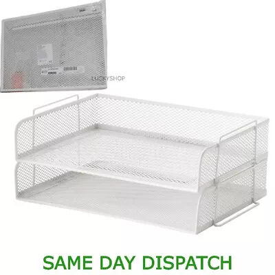 IKEA DRÖNJÖNS Letter Tray White Metal Mesh A4 Document Magazine Letter Hold  2pc • £16.99