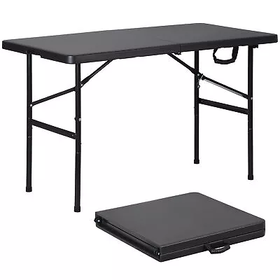 Folding Table 4 Ft Plastic Utility Foldable Camping Table For Party Dining Black • $48.58