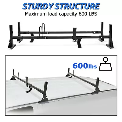 For Ford E-150 E-250 Econoline 1996-UP Van 2 Bar Ladder Roof Racks Steel BLACK • $113.99