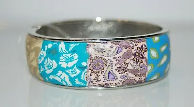 Viva Beads Multicolor Rubber Design On Silver Tone Metal Statement Cuff Bracelet • $18.75