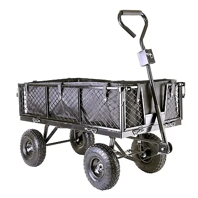 £99.95 • Buy Garden TROLLEY Heavy Duty 350KG Cart Wagon INC. Liner & Removable/Folding Sides