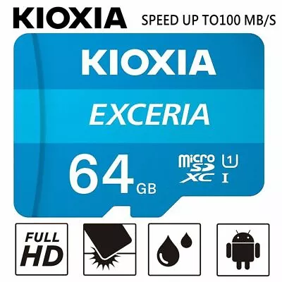 Kioxia Exceria 64GB U1 C10 HD High Speed 100MBs MicroSD TF Memory Card • $23.95