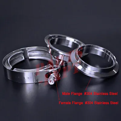 $13.99 • Buy 2inch V-band Clamp &Male-Female Stainless Steel Flange Kit For Exhaust Downpipe*