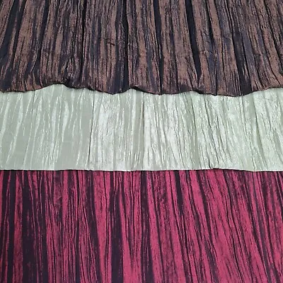 Crinkled Taffeta Fabric Light Green Burgundy  And Brown Colours 47  Wide • £5.99