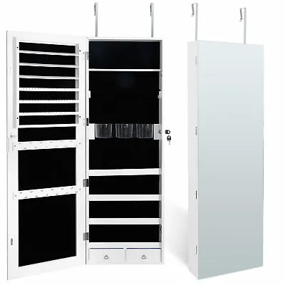 Jewelry Cabinet Armoire With Lockable Door/Wall Mounted Organizer White Patented • $81.58