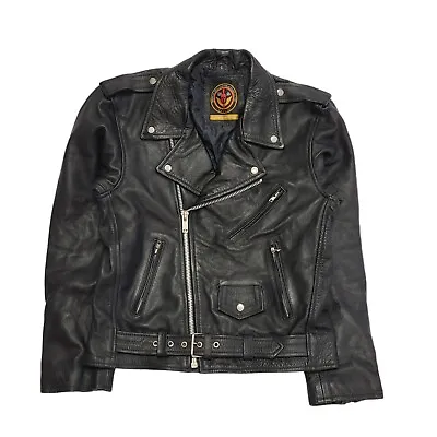 Warrior Soul Black Zipped Thick Leather Jacket Men's  Uk S Eu 46 H386 • £39.99