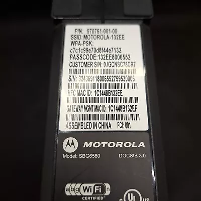 Motorola SURFboard SBG6580 DOCSIS 3.0 Cable Modem / Wifi Dual Band Router • $23.28