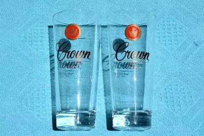 CROWN LAGER BEER GLASSES Set Of Two. GR8 Condition Lager Glasses RARE Promo Item • $19.99