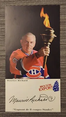 Maurice Rocket Richard Autographed Molson Export Stats Card Auto Signed • $57.94