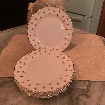 Vintage LIDO W.S. George Blushing ROSE Dalrymple Dessert Plates Set Of 5 • $19.24