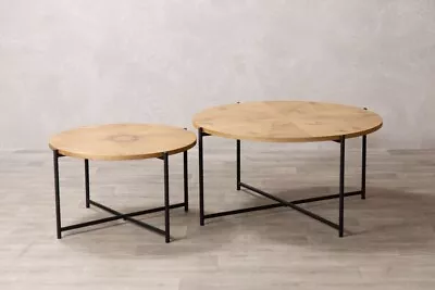 Light Oak Coffee Table Set Of Two Round Coffee Tables Contemporary Table • £185