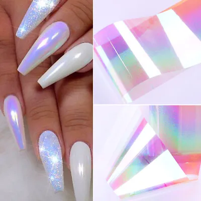 100x4cm Nail Foils Aurora Nail Art Transfer Stickers Slide Nail Art Decal Tips • $0.99