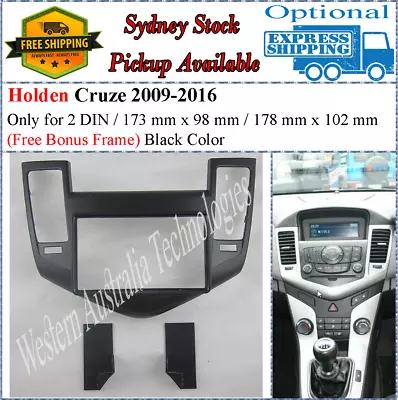 Fascia Facia Fits Holden Cruze 2009-2012 (Black) Double Two 2 DIN Dash Kit • $80