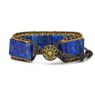 Dark Blue Natural Lapis Lazuli Vintage Handmade Healing Unisex Bracelet Genuine • $9.98