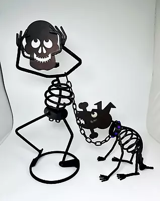 PartyLite Skeleton & Dog Mr. Bones Candle Holder Set Halloween Decor 15 H • $80.90