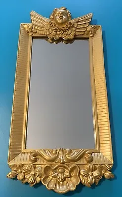 Vintage Gold Angel And Floral Mirror By The Import Collection • $25.99