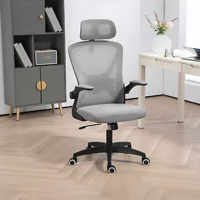 Ergonomic Mesh Home Office Chair Computer Desk Chair Swivel Adjust Height Grey • £39.99