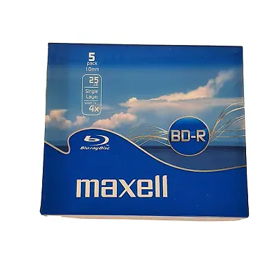 £9.99 • Buy 5 X Maxell Bd-R Blu-Ray Recordable Discs, 10mm 130min 25gb Single Layer 4X Speed