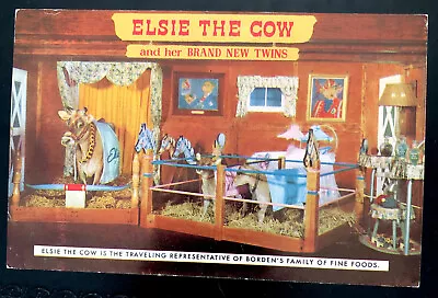 Elsie The Cow And Her Brand New Twins Borden's Family Of Fine Foods Postcard Ad  • $4.75