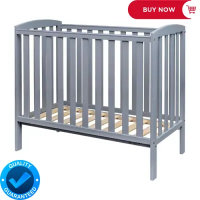 Havana Grey Compact Baby Cot With Space Saving Teething Rails And Solid Pine • £104.99