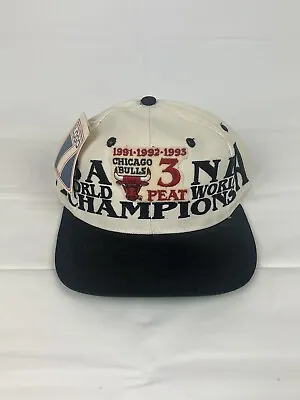 Vintage Chicago Bulls 3-Peat Championship Hat 1993 - Logo 7 - WITH STICKER • $70