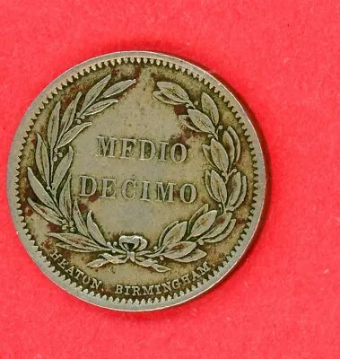 Ecuador  1/2  Decimo 1884  Km # 49  Vf+. • $79.50