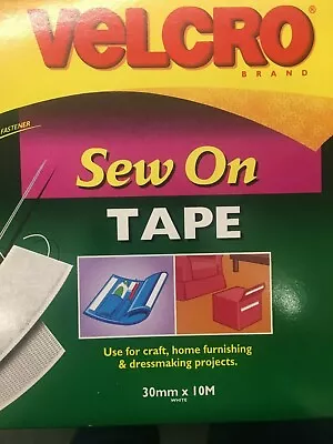 Sew On Double Sided Velcro Tape White 30mm X 10 Metre Roll • £14.50