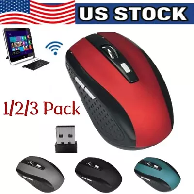 2 Wireless Optical Mouse Mice 2.4GHz USB Receiver For Laptop PC Computer DPI USA • $5.88