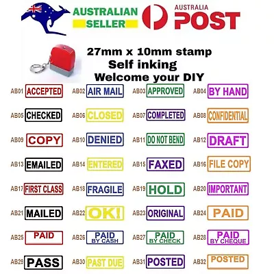 Personalise Business Accounting Stamp Custom Self Inking SCANNED PAID ENTERED • $7.79