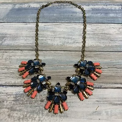 J.Crew J Crew Cluster Necklace Statement 20  Chain Minor Wear Blue Orange • $18