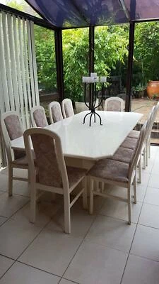 $145 • Buy Dining Table And 10 Chairs. Articolo Misina - Made In Italy. Gloss Cream Lacquer
