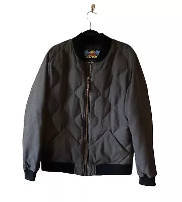 Eddie Bauer 1936 Skyliner Model Quilted Down Zip Jacket Bauer Down Black  Grey L • $89.99