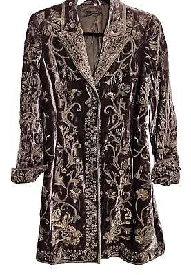 Elie Tahari Jacket Coat Velvet Embroidered Vintage Size XL Worn 3 Times Excellen • $850