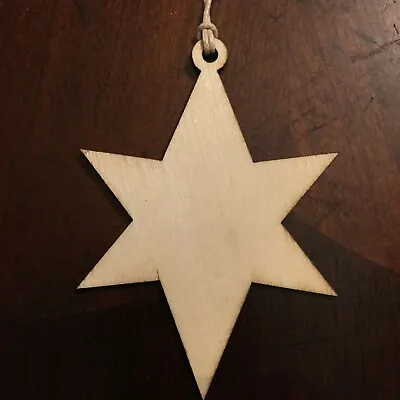 $1.49 • Buy Wood Christmas Star Of Bethlehem Ornament Thin Natural Simple Buy $10=Free Ship